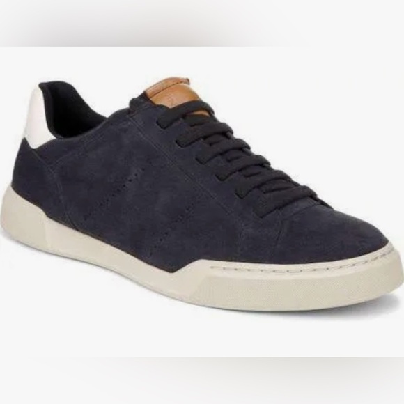 Vince Mercer Slip-On Sneaker Blue and Tan Suede/Leathsr Classic Low-Top Design - Picture 1 of 12